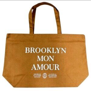 SÉZANE Brooklyn Mon Amour Tote Bag Canvas Coffee Sz Large French Limited Edition